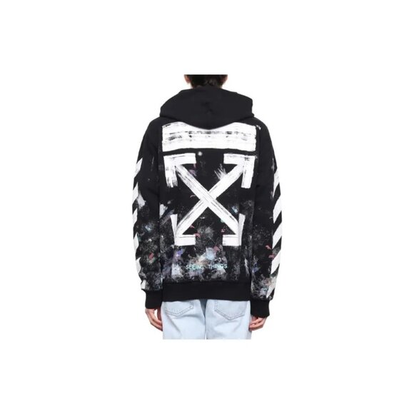 OFF-WHITE Diag Galaxy Brushed Over Hoodie in Black - Picture 3 of 5